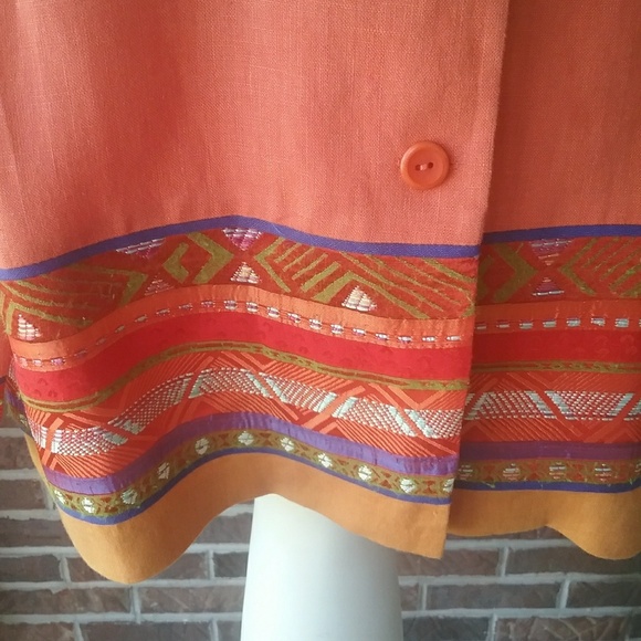 Coldwater Creek Linen Blend Orange Jacket - Picture 5 of 7